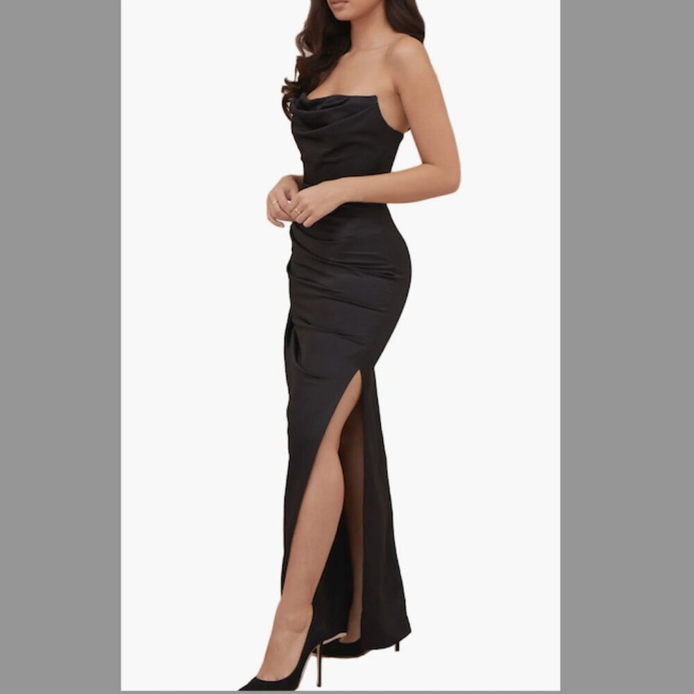 House of CB Adrienne Satin Strapless Gown